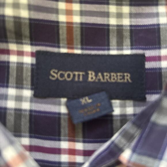 Scott Barber Button Down Shirt Mens Size XL Window Pane Plaid Long Sleeve - Picture 4 of 7